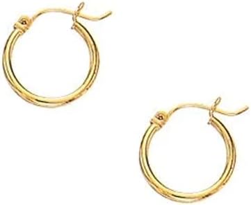10k Yellow Gold Hoop Earrings - 2x15mm, (3/32" x 13/16 Inches)