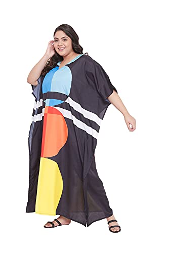 Image of Oussum Women Polyester Casual Long Plus Size Beach Caftan Cover Up Maxi Dress 1X-3X Summer Kaftan Dresses for Women