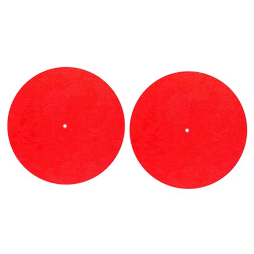 2 PCS Record Player Mat, 12in Anti-Slip & Anti-Static Felt Record Pad Turntable Slipmat Wool Turntable Platter Mat Vinyl Record Player Protective Mat for Home Record Players (RED)