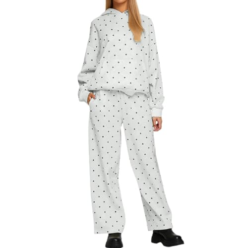 Generisch Chándal para mujer, sudadera con capucha, traje deportivo de 2 piezas, traje de ocio para primavera y otoño, sudadera con capucha con pantalones de ocio, juego de moda holgado, traje de casa