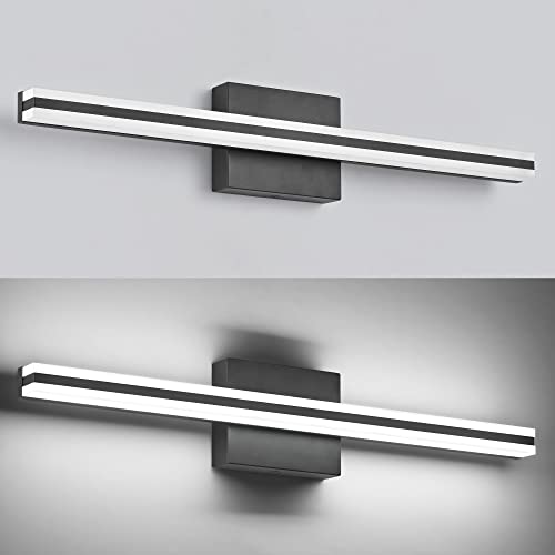 Image of SOLFART 24 Inch Bathroom Vanity Light, Dimmable Black LED Bathroom Lighting Fixture, Modern Mirror Light for Makeup & Shaving
