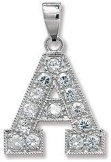 Sterling Silver & Cubic Zirconia Initial Pendant ONLY - Q
