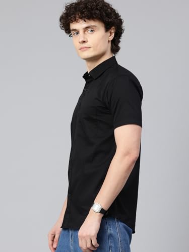 Image of Majestic Man Slim Fit Pure Cotton Half Sleeve Solid Casual Shirt