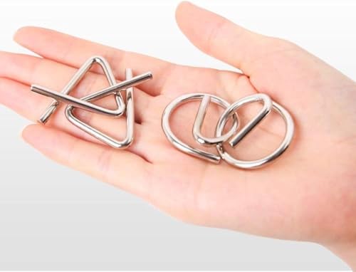 Image of 8pcs Metal Wire Puzzle Set - Problem Solving and Mind Exercise Educational Fidget Toys, Assorted Disentanglement Puzzles for Gifts, Party, Prizes - Brain Teaser IQ Test (D)