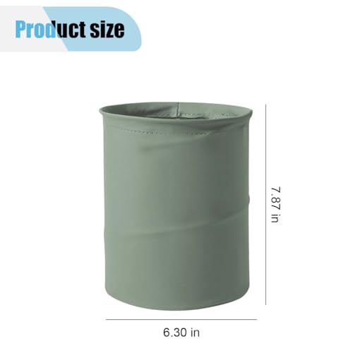 Image of Collapsible Trash Can Car Garbage Bag - Leather Pop-up Car Trash Bin with Elastic Band - Hanging Foldable Garbage Can Vehicle Waste Basket Bin - Double-Layer Washable Bag for Cars Camping (Grey)
