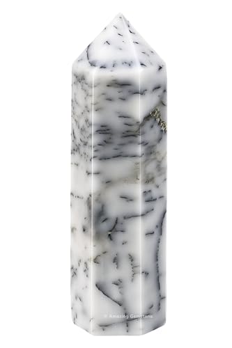Image of Amazing Gemstone Large Dendrite Opal Crystal Towers ~ Natural Healing Crystal Point Obelisk for Reiki Healing and Crystal Grid (5.5 inch to 6 inch INCH)