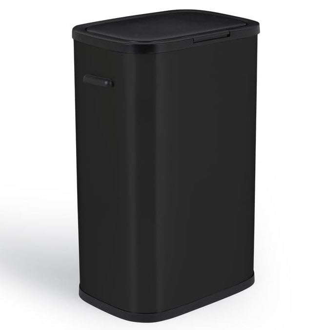 KITCHEN MOVE Poubelle de cuisine push 60L PORTLAND en acier Inox NOIR Ouverture par simple pression