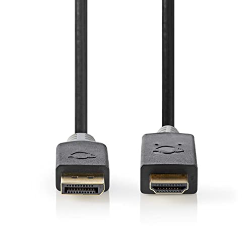 Cable DisplayPort a HDMI macho Nedis de 2.00 m redondo color antracita con oro