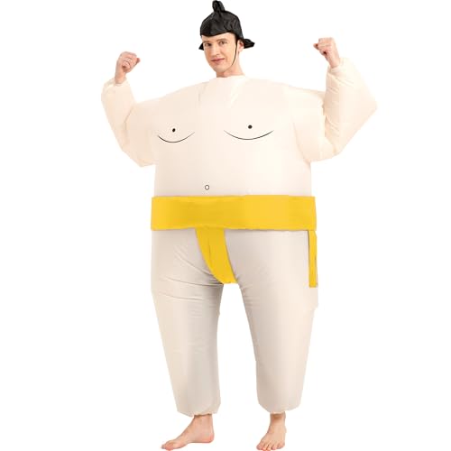 Threadsorcery Inflatable Costume Adult,Blow Up Wrestler Costumes,Inflatable Sumo Suit,Halloween Costumes for Men Women (Yellow)
