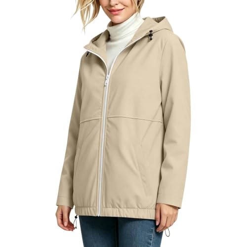 Chubasquero para mujer, chaqueta softshell ligera y chubasqueros largos 5