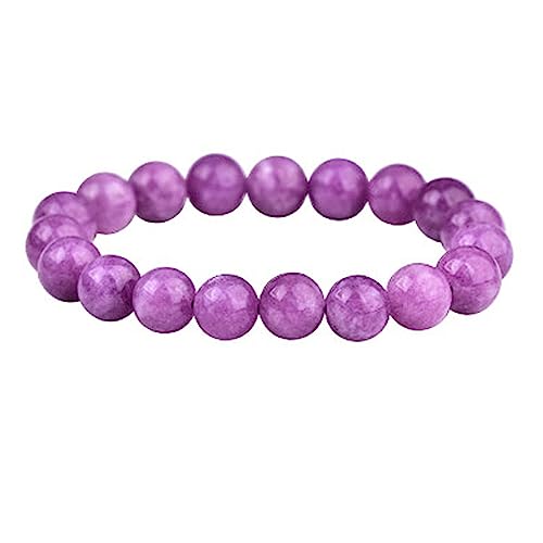 Bracelet en jade violet pour femmes : bijoux améthyste naturelle perlée