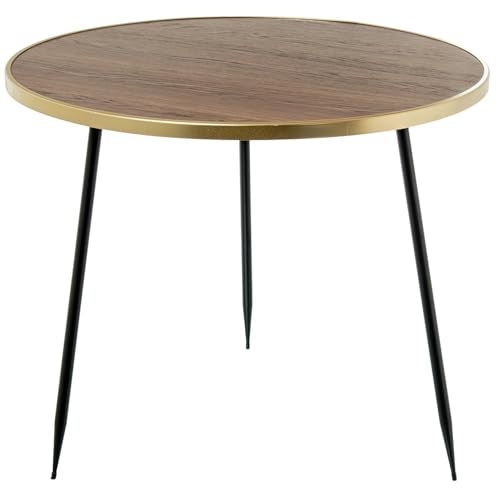 Table d'appoint en bois naturel table basse de salon métal doré et noir - 2