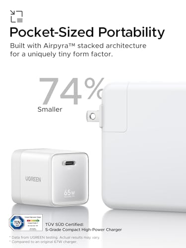 Image of UGREEN Nexode Air 65W USB C Charger, Foldable Mini Charger Block Fast Charging with USB C Cable, GaN Charger for MacBook Air /Neo /Pro, iPhone 17 16, Galaxy S26 /S25, iPad, White