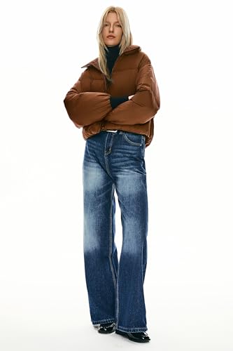 Orolay Women's Winter Oversized Cropped Puffer Jacket Zip Up Short Down Coat Stand Collar Baggy Overcoat4