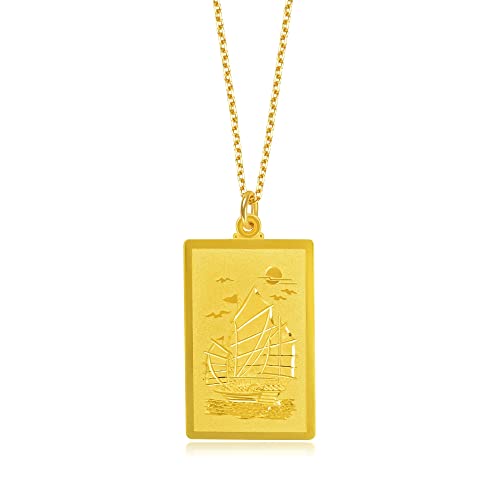 CHOW SANG SANG 999.9 24K Gold Chinese Gifting Collection Price-by-Weight Gold Sailboat with Successful Wishes Pendant for Men & Women 12673P | [Not Include the Necklace] (Approx. 1.01tael (~37.8g))