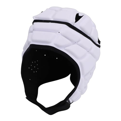 Domary Soft Shell Helmet Padded Headgear Rugby Helmet for Adults with Thickened EVA Multi Layer Cushion Adjustable Strap Ventilation for Football Soccer Skiing Cycling Baseball (White)