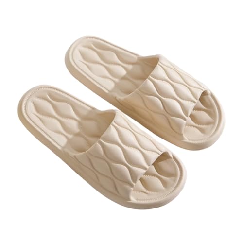 Non-Slip Quick-Dry Shower Slippers for Women - Thick Sole, Ultra-Soft Cushion, Indoor Bathroom Sandals Suitable for Home & Couples(Size：40-41，Khaki