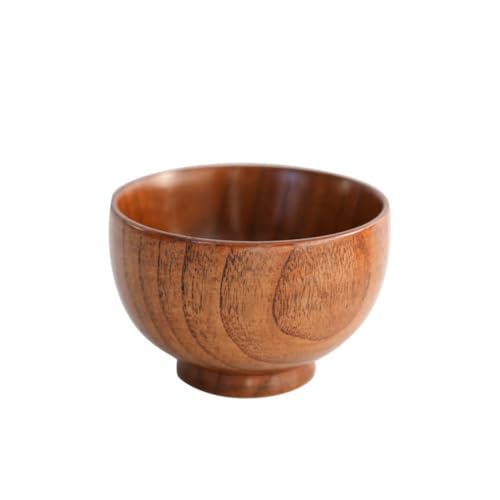 TIKHJ 家庭用木製ご飯茶碗とスープ茶碗(4個パック) (10.5*6.5CM)