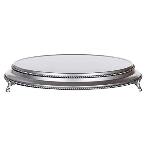 Amalfi Decor Cake Stand Plateau Riser Round Metal Pedestal Holder Silver 16 Inches