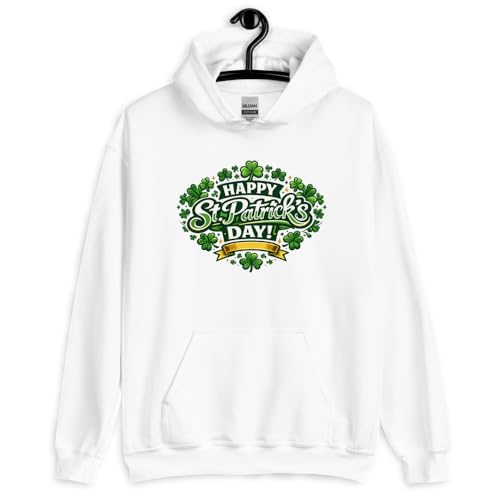 Image of Maydear Happy St. Patrick's Day Hoodie for Men Women Lucky Shamrock Graphic Hooded Sweatshirt