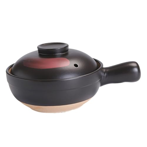VANZACK Cazuela de Barro Pequeña para Gas Olla de Arcilla Tradicional para Sopas Cocina Casera Saludable Resistente Altas Temperaturas Diseño Compacto Antideslizante para Guisos y Arroz