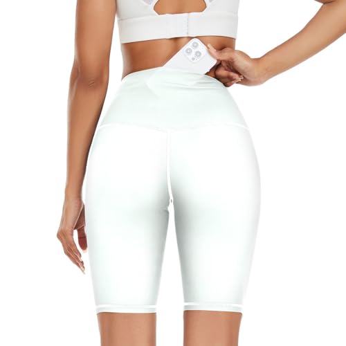 Amooorous Cream White Solid Color Straight Leg Yoga Pants for