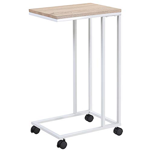 Miniatura 6 de Casaria Mesa Auxiliar Lateral Para Sofá Cama Ordenador Forma C Altura 70cm Tablero Madera 50x35cm Carga 40 Kg 4 Ruedas Pies Ajustables Estructura Metal Blanco