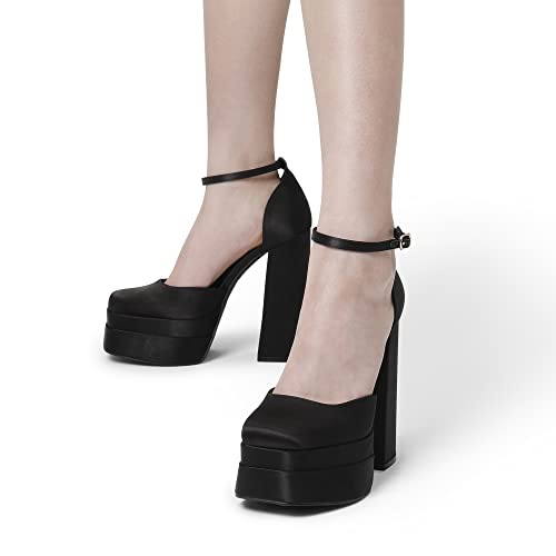 Dream Pairs D235-1A5X401-456WG-316557602842 Womens Pointed Toe High Chunky Heels Pump Shoes thumb #4