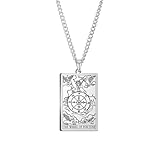Collares Personalizados De Cartas De Tarot, Colgante De Mago, Collar De Amuleto Mágico De Adivinación De Astrología, Joyería para Mujeres Y Hombres, La Rueda De La Fortuna, 60 Cm