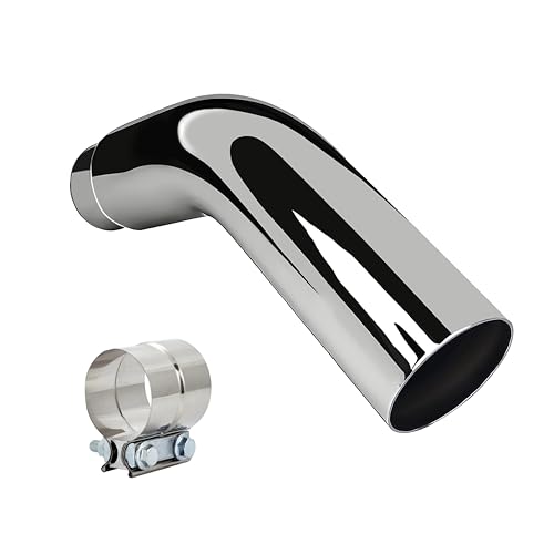 Universal 5 to 6 Exhaust Elbow Pipe with Steel Clamp - Silver Chrome or Black Painted for Car Truck & Diesel