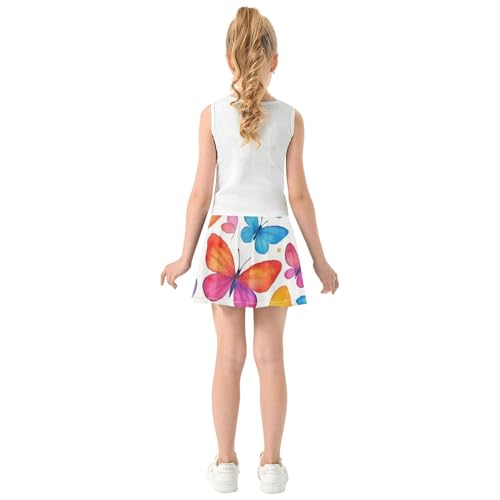 Joisal Athletic Shorts Girls Skorts Toddler Tennis Skirts Breathable Little Girl Colorful Butterflies White 3t4