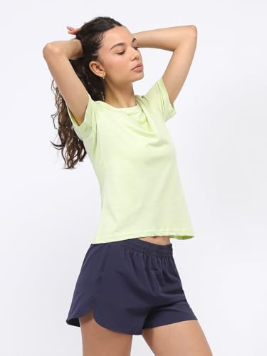 Image of NOBERO 100% Cotton T-Shirts for Women Stylish | Regular Fit | Solid T Shirts for Women 180 GSM Combed Cotton | Crew Neck Half Sleeve