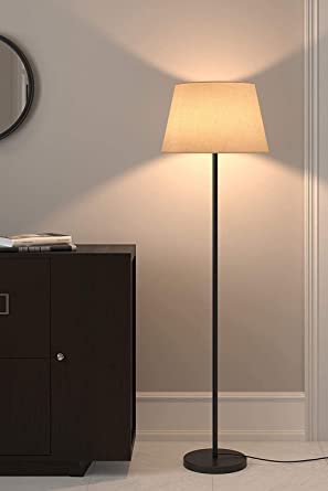 MEET ENTERPRISES Modern Floor Lamp Shade, 16 Inches, Black, 5Ft Height, Off White
