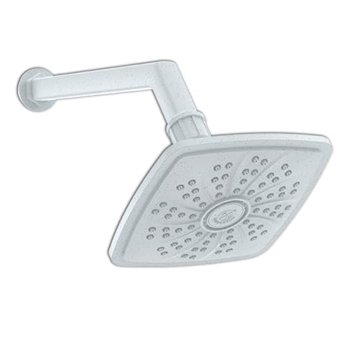Image of RN PTMT Superior Plastic Overhead Shower with 12 inch Shower Arm (Marble) | Shower Size: 13X13cm | RainFall Shower RNPTS18B11