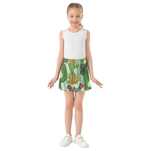 Cacti Colorful Blooming Flowers Toddler Tennis Skirts Rainbow Athletic Shorts for Girls Skorts Girl Skort 4t3