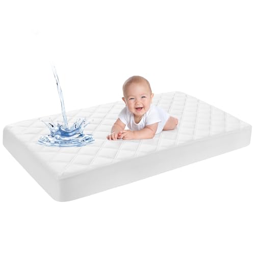 Yoofoss Waterproof Mattress Protector 50 X 90CM Quilted Fitted Crib Mattress Protector Ultra Soft Breathable Toddler Mattress Protector Baby Crib Mattress Cover