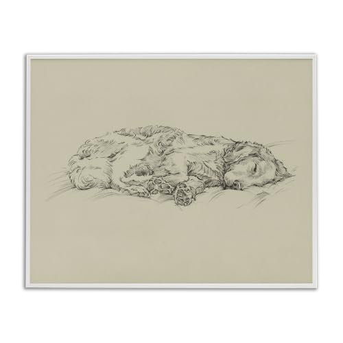 Serene Dog Sleep Sketch Portrait, 24 x 30 Inch Framed Giclée Print