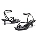 SHMCH Black Strappy Heels Kitten Heels for Women Square Toe Thong Ankle Strap Heels Fashion Comfort Dress Shoes Black Heels 9.5