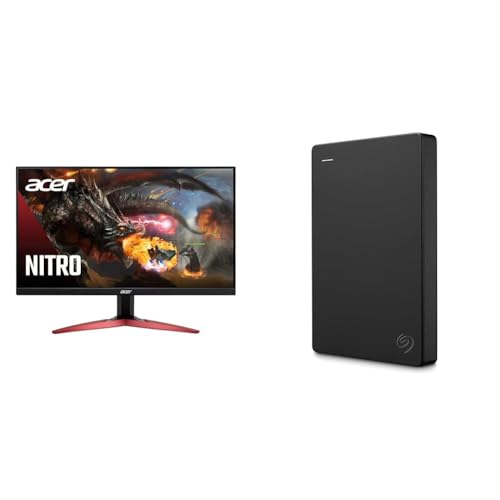 Image of Acer Nitro KG241Y Sbiip 23.8 inch Full HD (1920 x 1080) VA Gaming Monitor & Seagate Portable 1TB External Hard Drive HDD - USB 3.0 for PC
