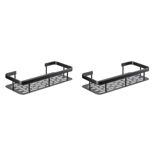 Feeuid 2 estantes de baño sin taladro, montaje en pared, estante esquinero de ducha, portaobjetos, organizador para maquillaje para champú