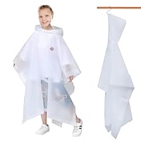 SwirlColor Kids Poncho Waterproof, Reusable Boys Girls Raincoat with Hoods EVA Kids Rain Poncho for Outdoor Camping Hiking Travel(UK, Numeric, 100, Regular, White)