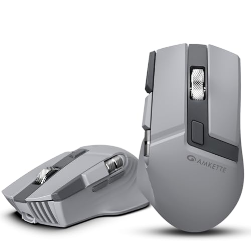 Image of Amkette XS Series Flow S Ergonomic Wireless Mouse /Bluetooth Mouse with Side Scroll, 2.4G + 3xBT, 7 Buttons, Multi-OS, 3200 DPI Adjustable, 1000Hz Polling, 800mAh Rechargeable