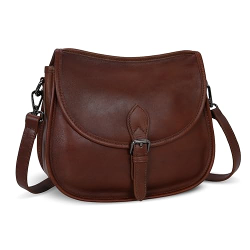 HESHE Genuine Leather Purses for Women Trendy Crossbody Bags with Pockets Travel Cross Body Purse Shoulder Handbags Stylish