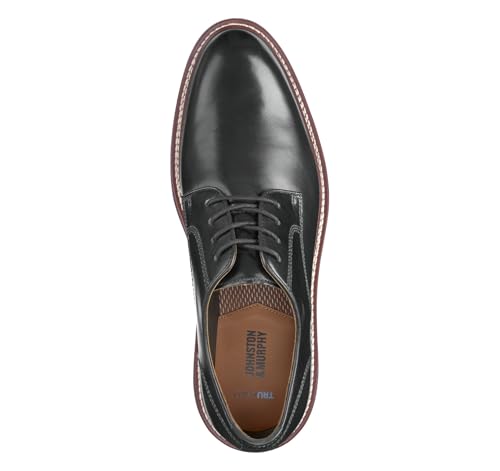 Image of Johnston & Murphy Men's Upton Plain Toe Lace-Up Oxford Dress Shoe, Black Full Grain, 10 M