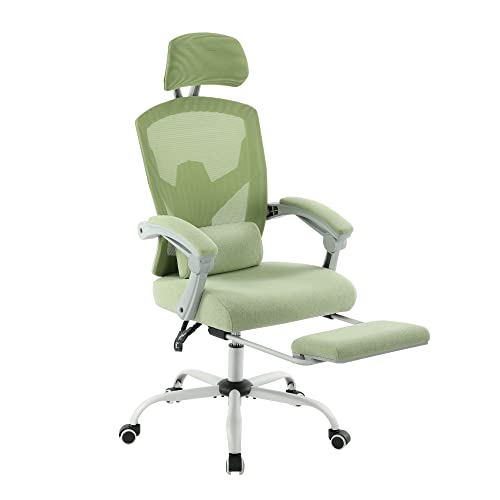 AFO Ergonomic Office Chair, High Back Office Chair with Lumbar Pillow and Retractable Footrest, Mesh Office Chair with Padded Armrests and Adjustable Headrest, Height Adjustable, Green (WY-9053-GN) AFO Ergonomic Office Chair, High Back Office Chair with Lumbar Pillow and Retractable Footrest, Mesh Office Chair with Padded Armrests and Adjustable Headrest, Height Adjustable, Green (WY-9053-GN)