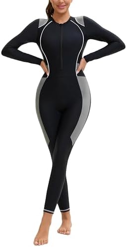 Womens Full Body Rash Guard 50+ UPF Swimsuit Long Sleeve One Piec...