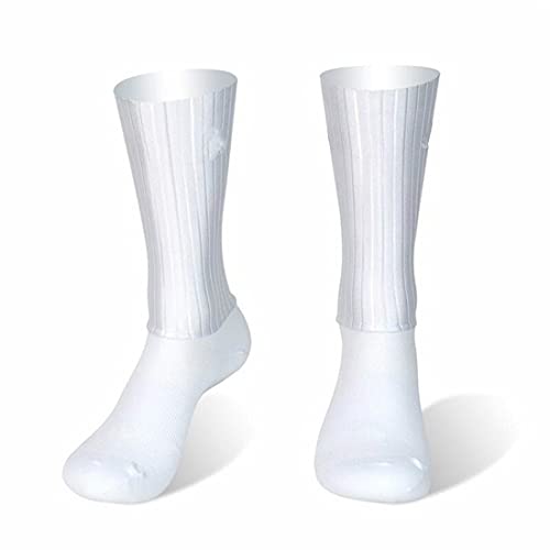 HMOS Calzini da Ciclismo Anti Slip Silicone Summer Aero Socks Whiteline Cycling Socks Uomo Bicicletta Sport Sport Calzini da Ciclismo Nuovo (Color : White, Size : Medium)