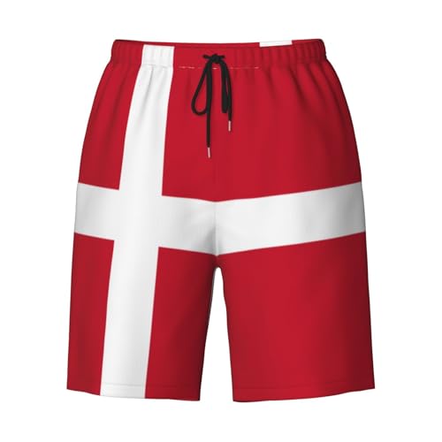 Danish Flag Men Beach Pants – Swim Trunks for Men,Quick-Dry and Comfortable, Suitable for Beach, Surf, and Everyday Wear Black 5