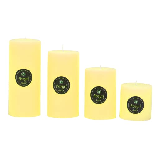 Image of Floryn Decor Pillar Candles Set of 4 | Pillar Candles for Home Decor Scented | Smokeless | Dripless (2 by 2, 2 by 3, 2 by 4, 2 by 4.5 inches) (Jasmine, Paraffin Wax)