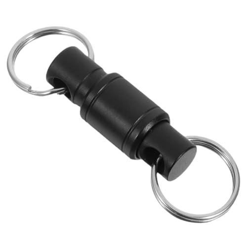Porte-clés détachement rapide en titane noir avec double anneaux